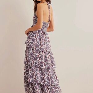 Boden Blue and Purple Patterned Maxi Dress